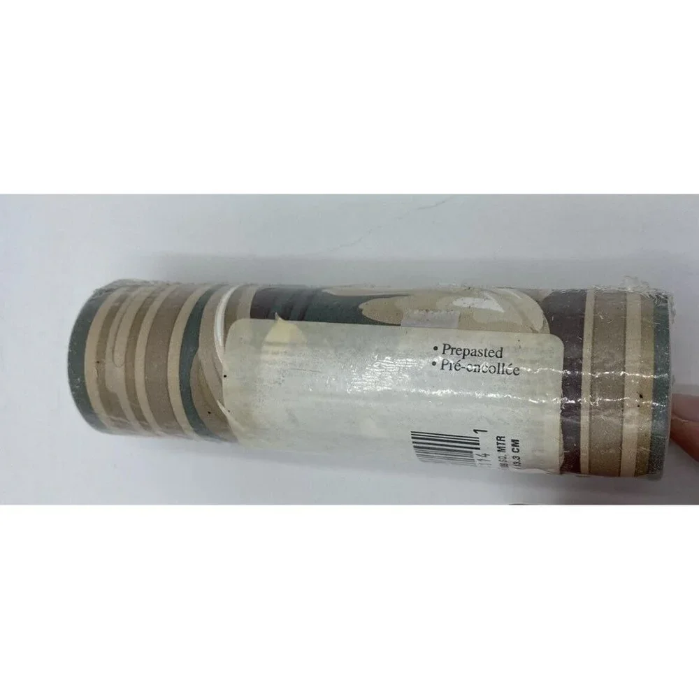 Wallpaper Border SU-7595 Leaf Scrolls Beige Green NOS Unopened Crafts DIY Decor